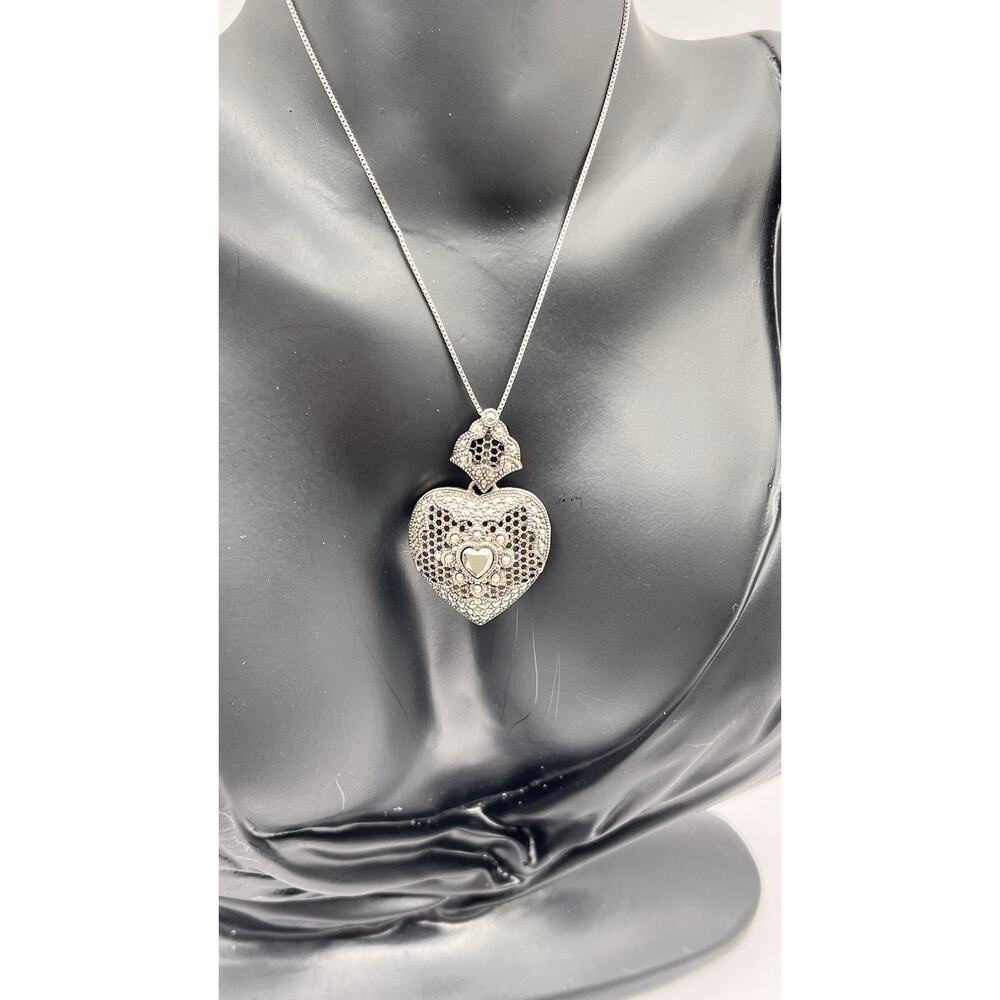 Marcasite Pendant ONLY Sterling Silver 925 Vintage Love Heart Shaped Locket JJ
